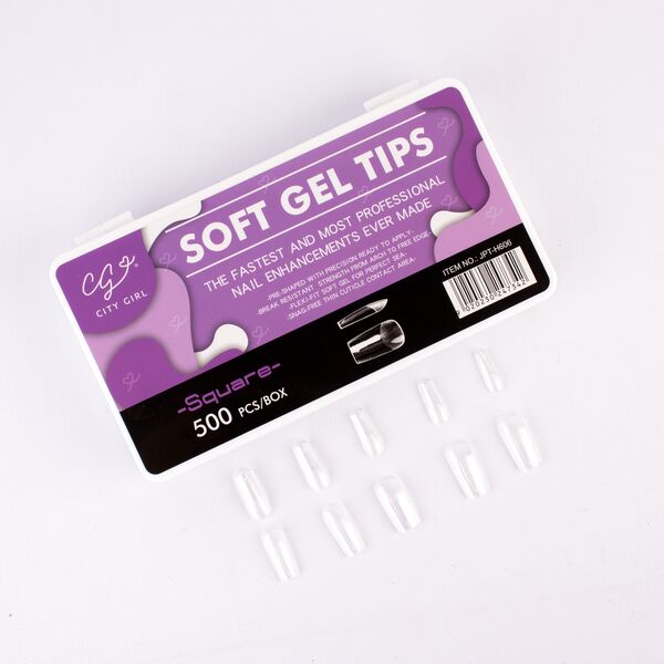 TIPS PARA SOFT GEL SQUARE, 500 UNIDADES CITY GIRL JPT-H606*120