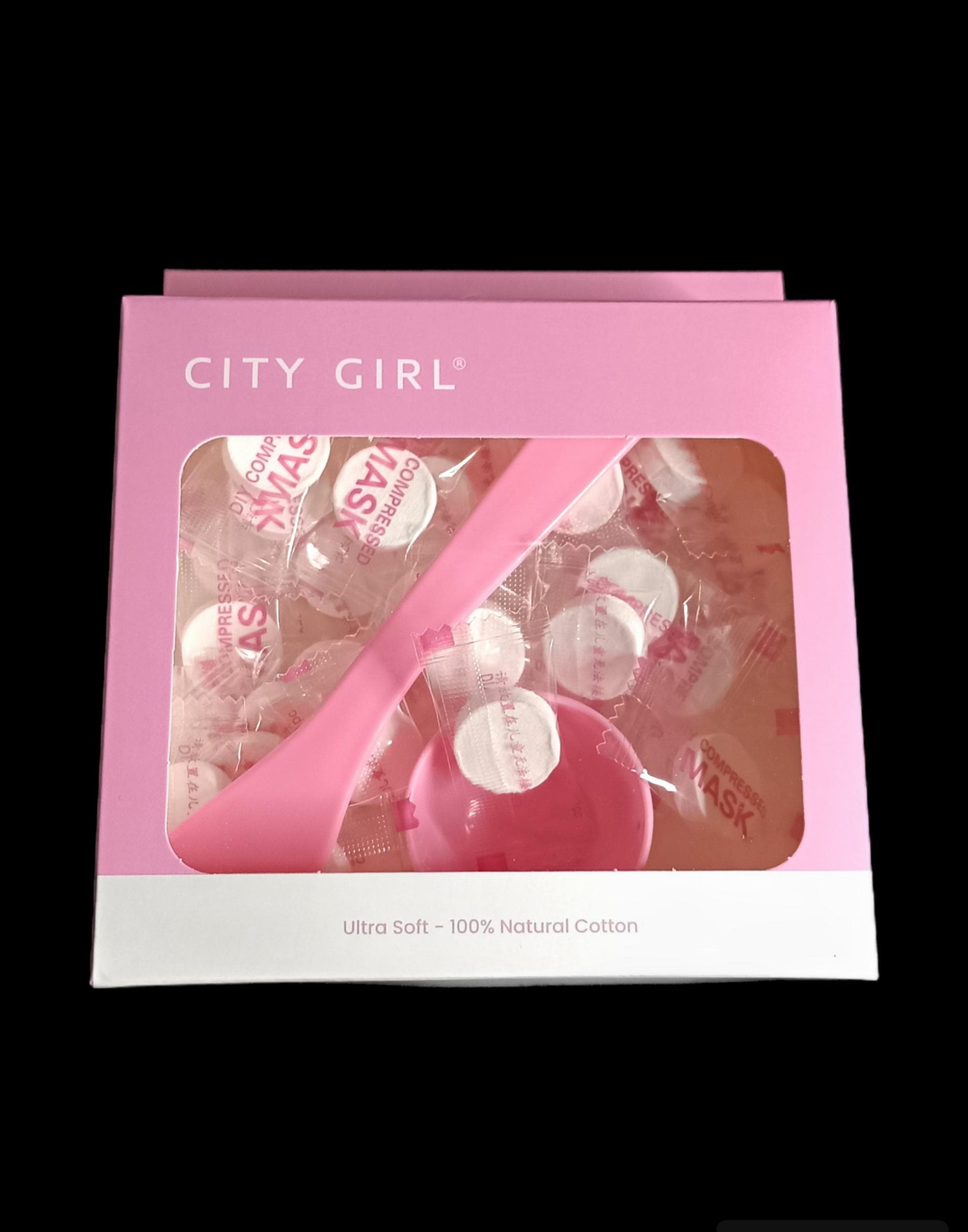 MASCARILLAS COMPRIMIDAS CON ESPATULA Y MINI BOWL, X30 UNI CITY GIRL M-2*240