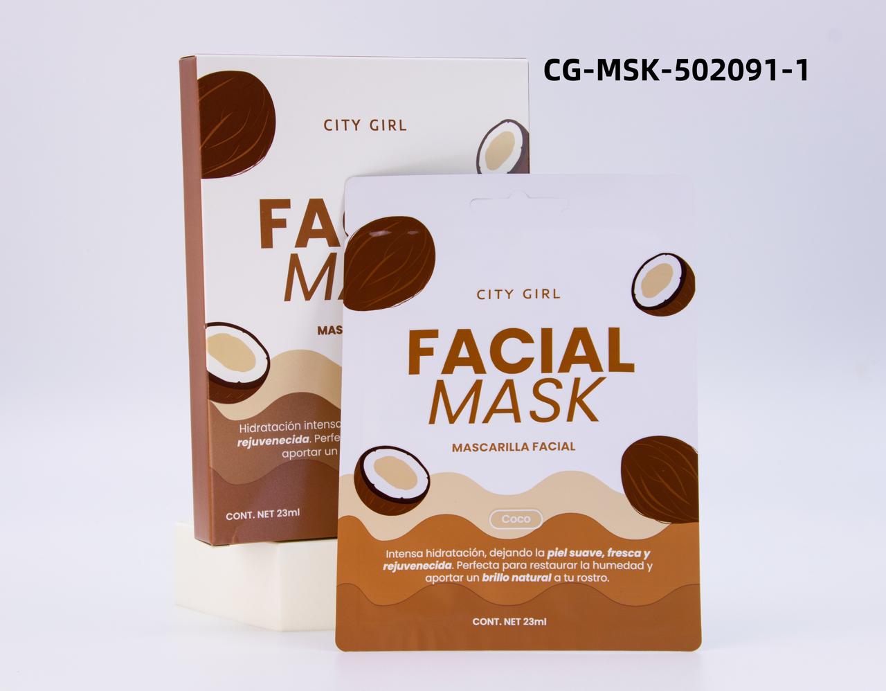 MASCARILLA FACIAL DE COCO CITY GIRL CG-MSK-502091-1*408