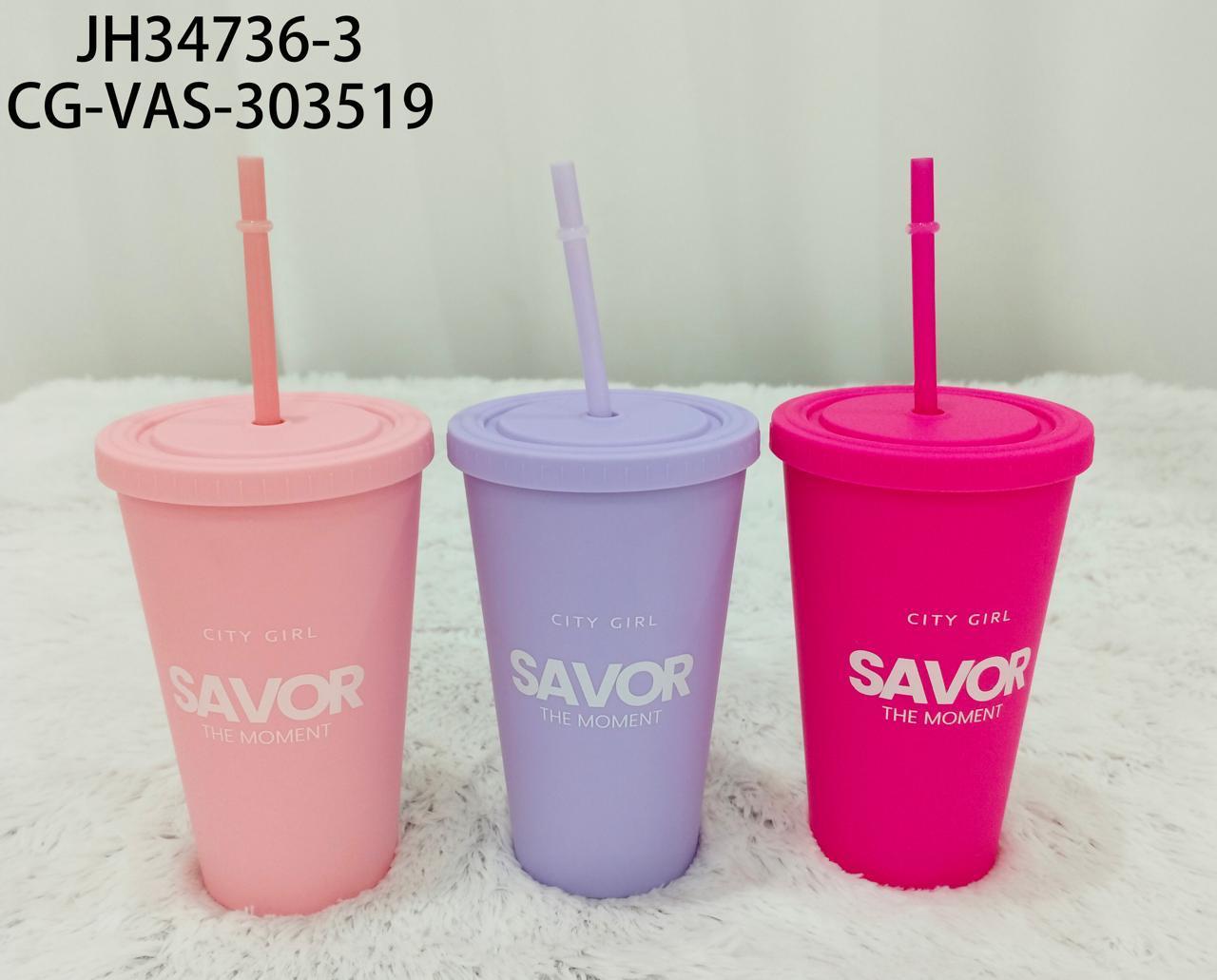VASO DE PLASTICO "SAVOR THE MOMENT" CITY GIRL JH34736-3*60
