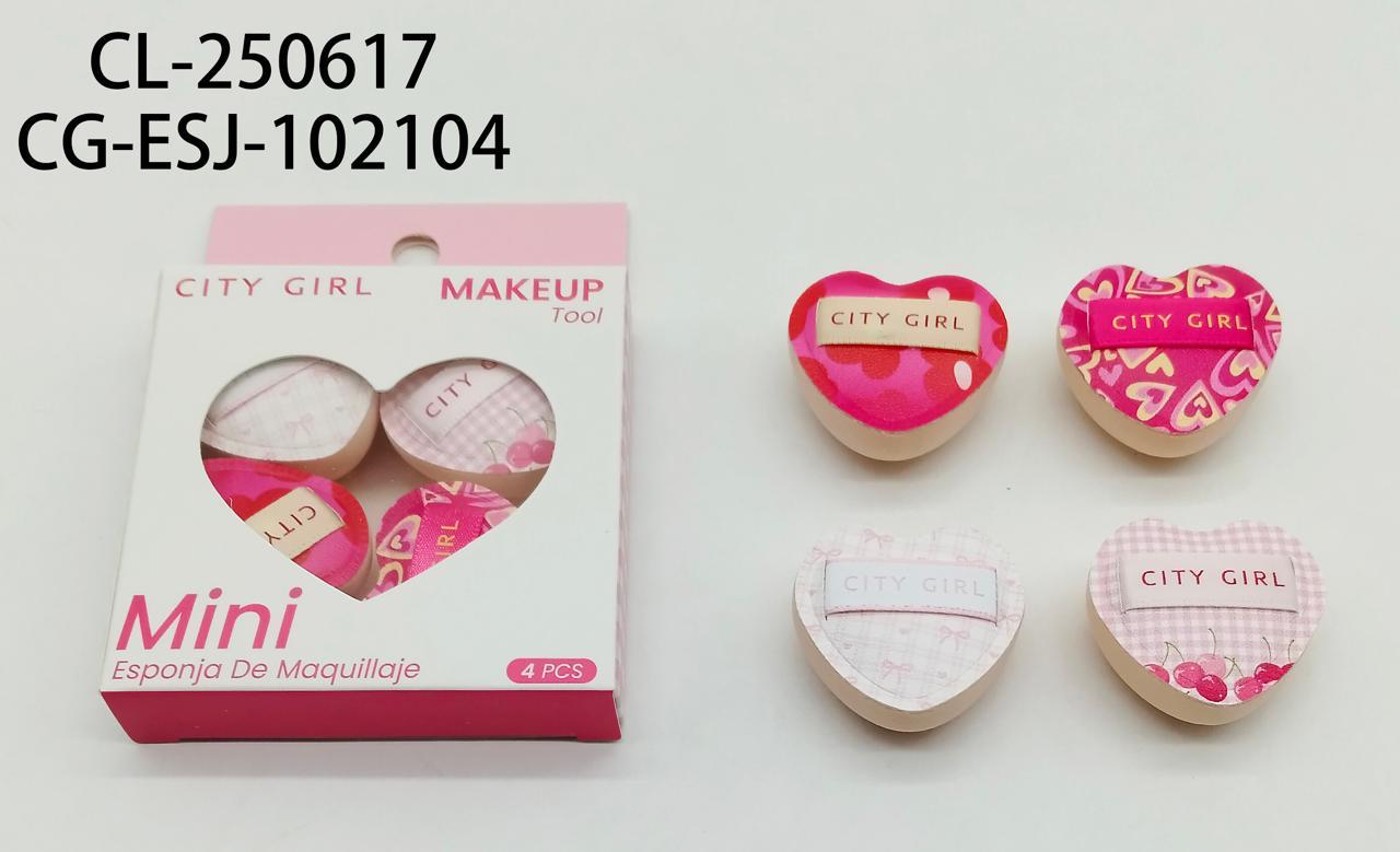 MINIS ESPONJAS DE MAQUILLAJE "CORAZÓN" CITY GIRL CL-250617*480