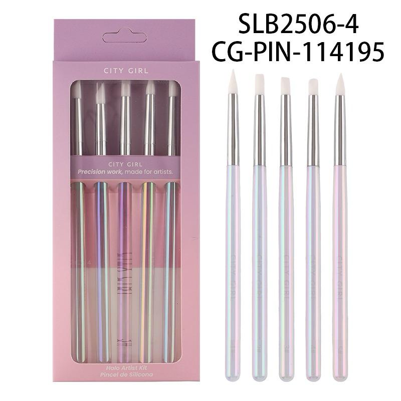 PINCELES DE SILICONA PARA NAIL ART X5 PCS CITY GIRL SLB2506-4*360