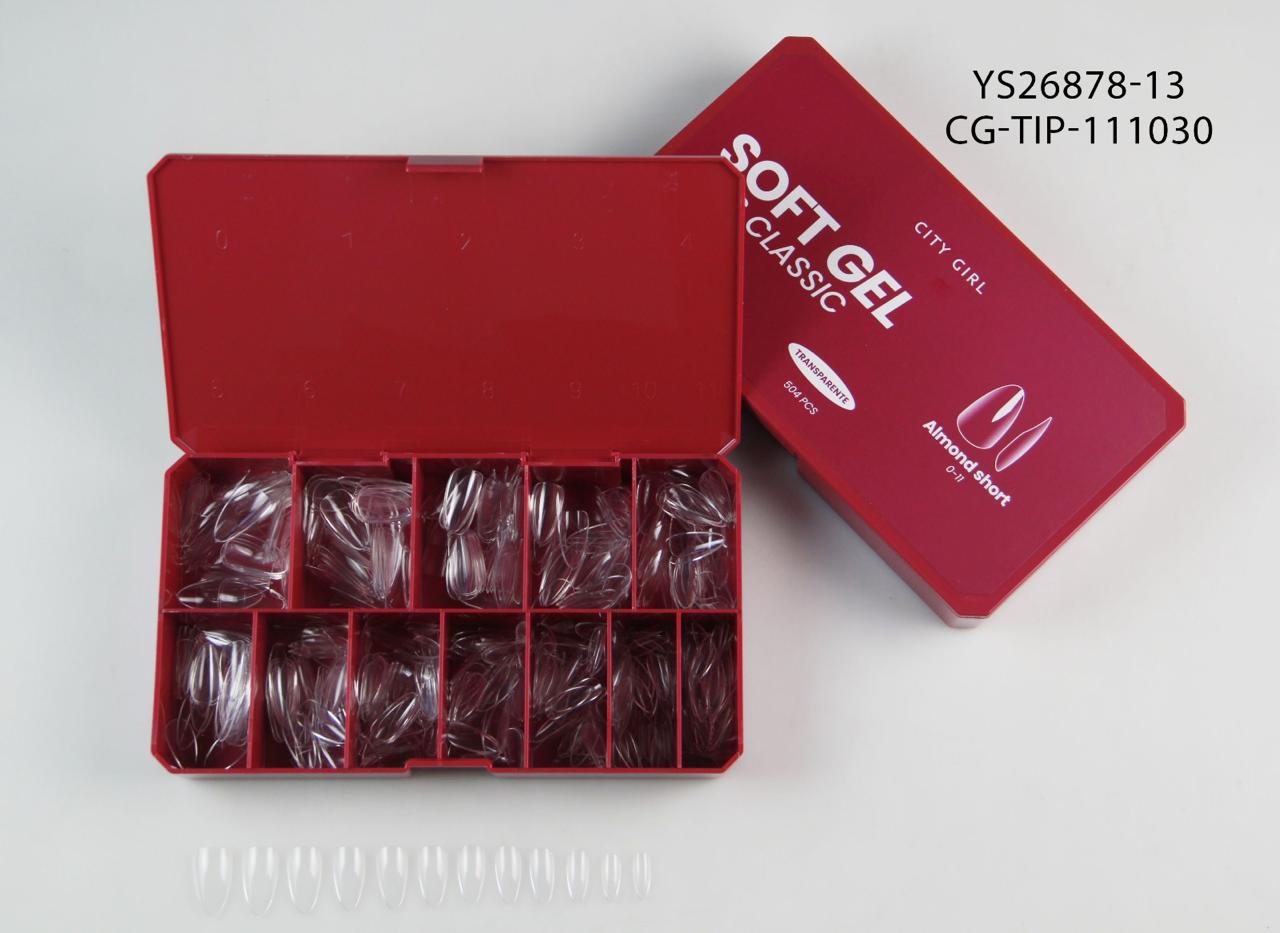 TIPS SOFT GEL CLASSIC ALMOND SHORT X504 PCS (0-11) CITY GIRL YS26878-13*80