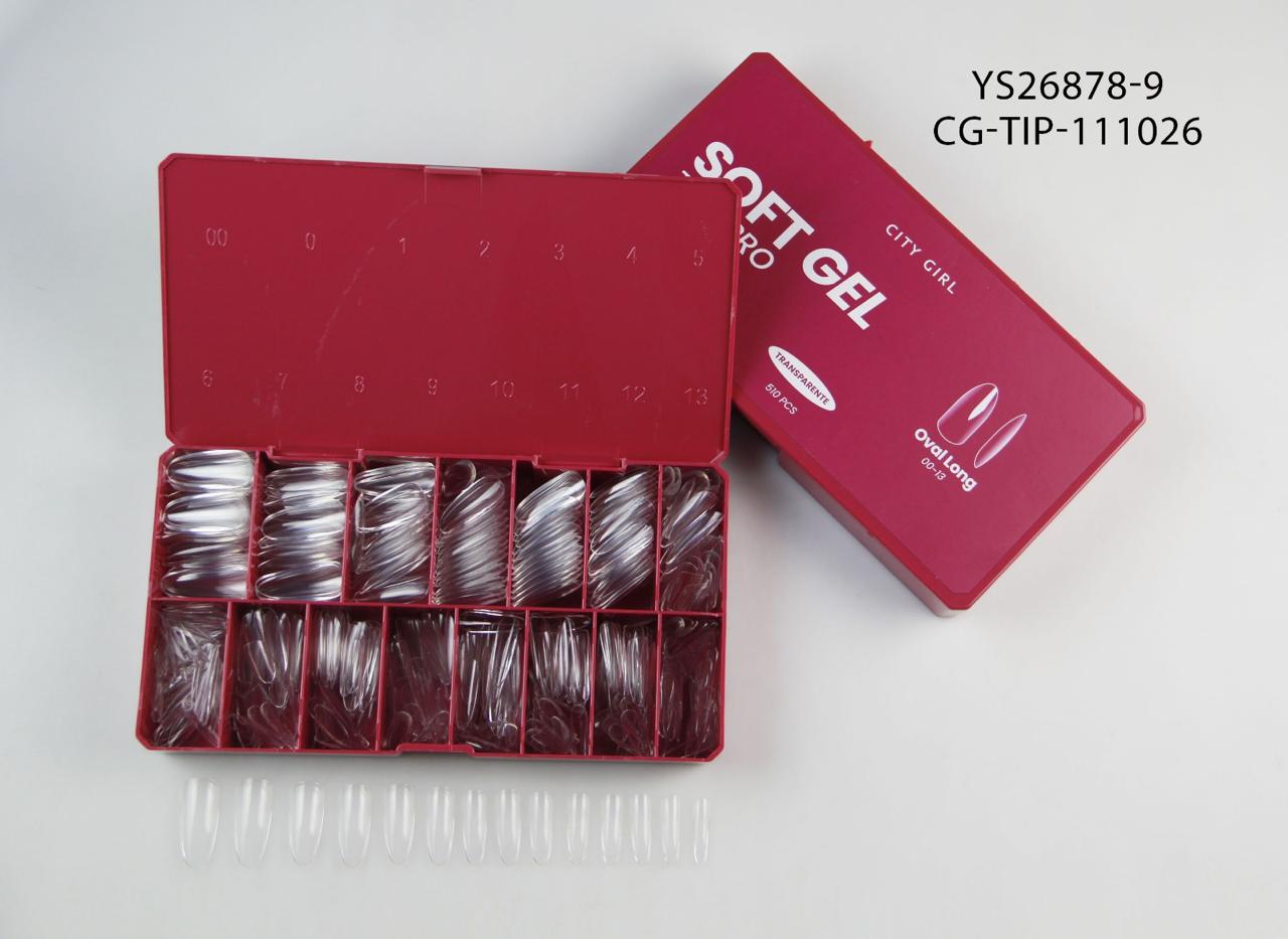 TIPS SOFT GEL PRO "ESCULPIDAS" OVAL LONG X510 PCS (00-13) CITY GIRL YS26878-9*80